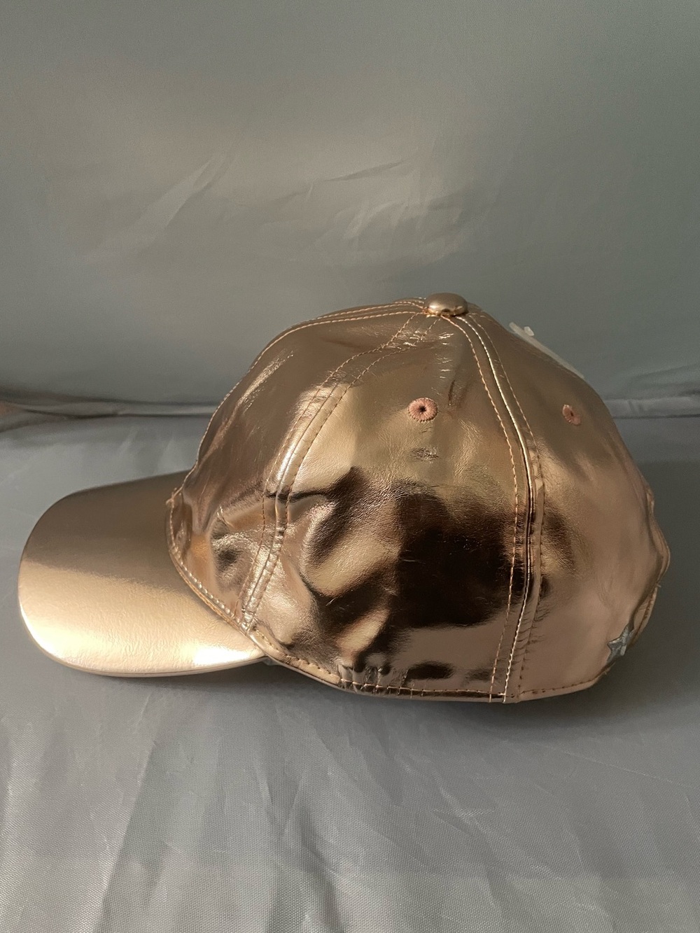 Gymboree Rose Gold Metallic Baseball Cap Hat Faux Leather Girls